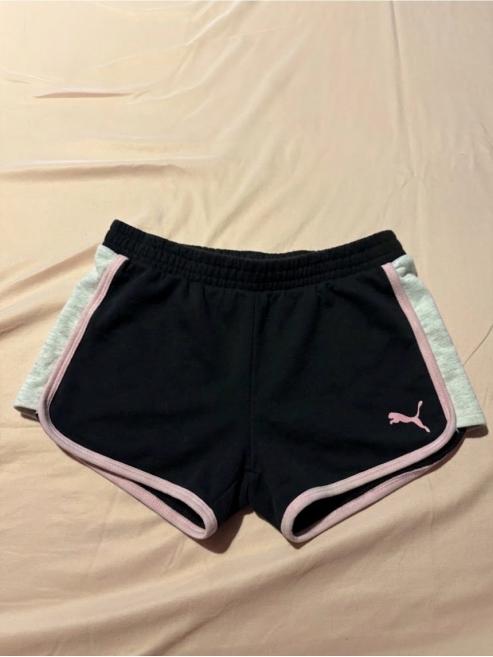 Puma Women's Black Shorts with Light Pink Trim